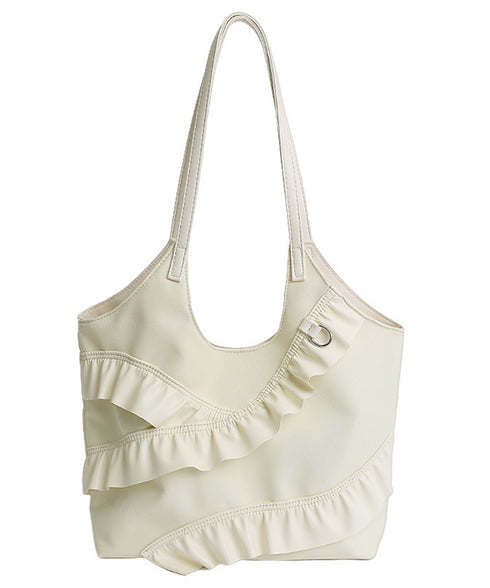 トートバッグ 大容量 肩掛けバッグ 合皮 ラッフルフリルバッグ 韓国風 大人可愛い 手提げバッグ フェイクレザー 通学通勤 ハンドバッグ A4サイズ 2WAY鞄 77YUEL-001